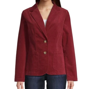 NWT Women's red classic fit single breasted corduroy blazer XS - Picture 1 of 2