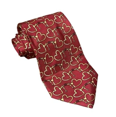 Corbata Moschino Love Heart Bit clásica de seda hecha en Italia roja y dorada para hombre Foto 1 de 4