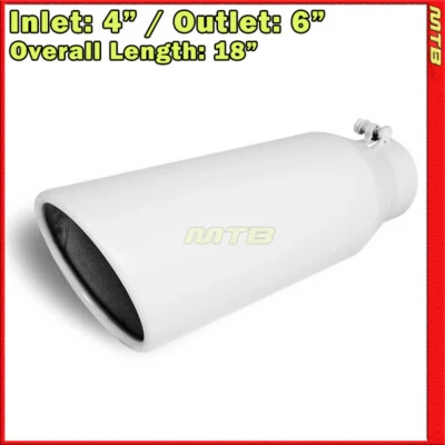 Exhaust Tip 214157 Stainless Truck Angled White 18 inch Bolt-On 4 In 6 Out - Image 1 of 4