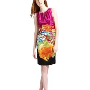 Kay Unger Digital Floral Cocktail Dress Sz 4 B-K - Picture 1 of 6