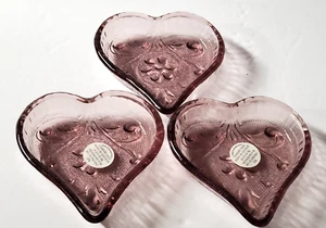  Vintage Tiara Heart Amethyst Purple Nut Trinket Ashtray Sandwich Glass QTY 3 - Picture 1 of 6