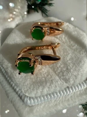 Atemberaubende 585rg gestempelte Ohrringe, Smaragd, rolled, 3.4 Gramm, neu - Bild 1 von 4