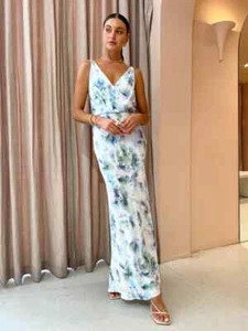 Bec and Bridge Dress Au6 US2 Corrine V maxi dress watercolour floral silk blend - Picture 1 of 16