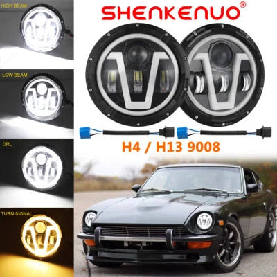 Para Datsun 240Z 260Z 280Z 280ZX 7 pulgadas tipo V LED faro Hi Lo DRL bombilla de señal Foto 1 de 4