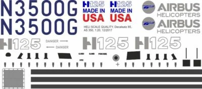 Decals 85 H125 / AS 350 Ecureuil N3500G - Immagine 1 di 2