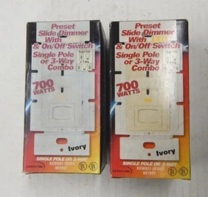 (2) KDW801-IVORY 700w Single Pole or 3-way Preset Slide Dimmer Ivory NEW - Picture 1 of 3