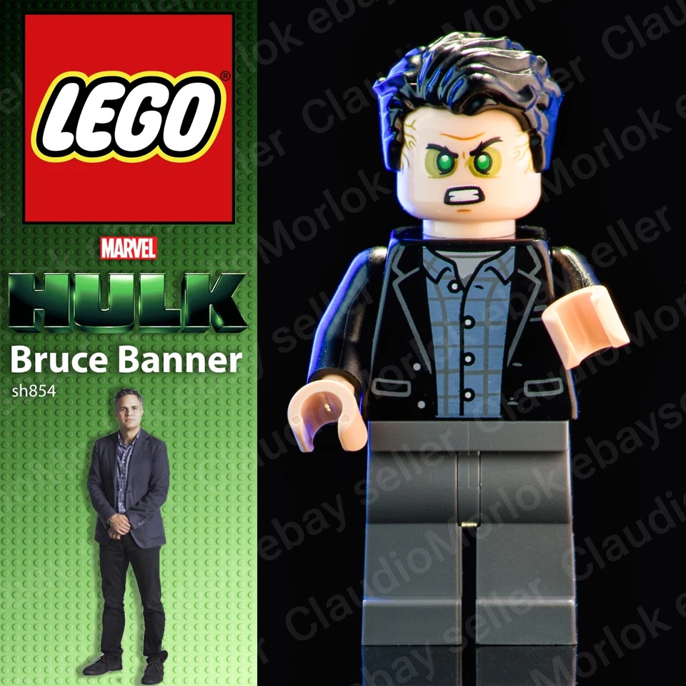 ⭐ LEGO Bruce Banner sh854 Minifigure sh0854 Marvel Avengers Hulk 76247 - Immagine 1 di 4
