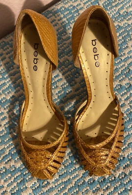 Tacones de aguja Bebe caramelo en relieve piel de serpiente punta abierta cuero sin cordones, 9M Foto 1 de 4