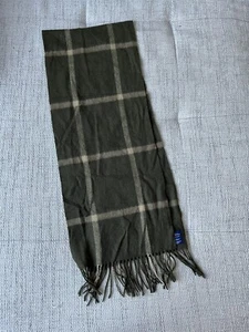 Club Room by charter bluc 100% cashmere scarf unisex green plaid fringe - Picture 1 of 7