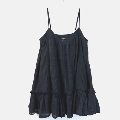 Vestido Forever21 Mujer Talla S Negro Ajustable Tirantes Volantes Ojales Forrado Mini Nuevo con Etiquetas Foto 1 de 4