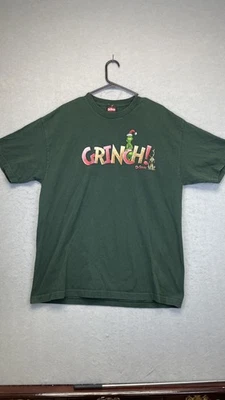 Dr. Seuss Grinch 衬衫男式特大号绿色图形圣诞假日 T 恤 — 第 1/4 张图片
