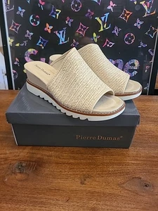 Pierre Dumas Gold Woven Expand Wedge Sandals Womens Size 11M New - Picture 1 of 9