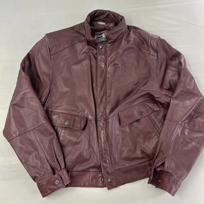 Chaqueta Bomber De Colección Años 80 90 Fidelity Cuero Rojo Marrón Cuero Talla 48 Corea Foto 1 de 4