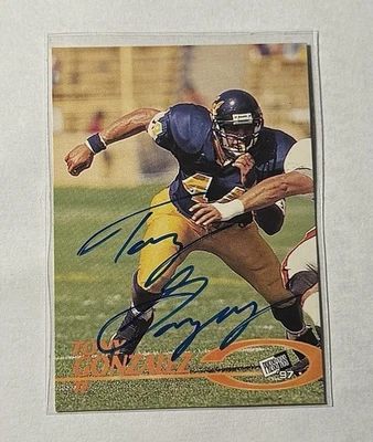 TONY GONZALEZ 1997 PRESS PASS ROOKIE AUTOGRAPH RC - BOLD AUTO! CHIEFS FALCONS - Image 1 of 2
