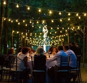 Catena di luci lineare 5 metri per 10 lampadine E27 IP54 Nera - Foto 1 di 6