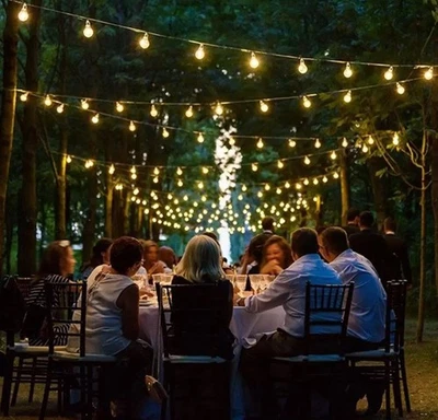 Catena di luci lineare 5 metri per 10 lampadine E27 IP54 Nera - Immagine 1 di 4