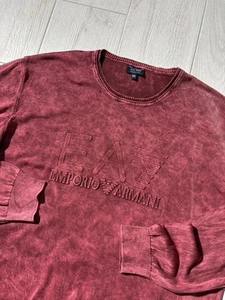 Suéter de Colección Emporio Armani Algodón Hombres Cuello Redondo Logo Grande Rojo Talla XL-XXL - Imagen 1 de 7