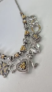 Brighton USA Multi charm Pendant Necklace Silver Plated Reversible VGC - Picture 1 of 23