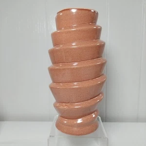 Vtg MCM Red Wing Pottery Spiral Vase Brown Green - Picture 1 of 8