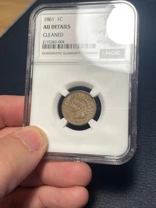 (#101712) Indian Head Cent: 1861. NGC AU details. Luster! (see video!) - Picture 1 of 4