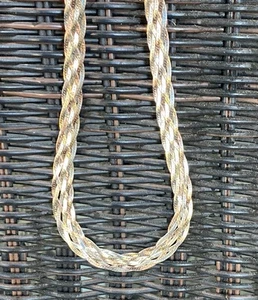 "Precioso collar ancho trenzado de plata de ley 925 de dos tonos de 19""" - Imagen 1 de 14