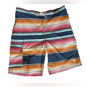 "Boardshorts Tommy Bahama Relax coloridos a rayas de 9"" talla mediana, playa, vacaciones" - Imagen 1 de 5