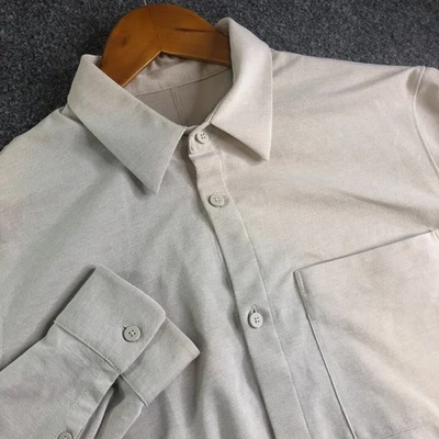 Camisa Lululemon Commission Para Hombre Grande Marrón Claro Manga Larga Botón Elastizada Foto 1 de 4