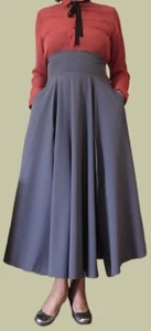 Neu mit Etikett stilvoller ausgestellter grauer Rock zwei Schlitze Größe S - Bild 1 von 4