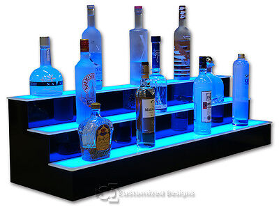 42  3 Step Tier LED Lighted Shelves Illuminated Liquor Bottle Display FREE SHIP • 319$