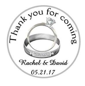 SILVER RINGS WEDDING BRIDAL SHOWER TAGS STICKERS LABELS FOR YOUR FAVORS - Picture 1 of 1