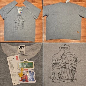 New! Uniqlo Kaws x Sesame Street Trash Can Companion Crew Sweatshirt Men's Large - Picture 1 of 14