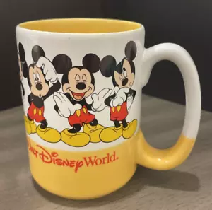 Walt Disney World Faces of Mickey Mouse Yellow & White Coffee Tea Mug Cup 5" - Picture 1 of 6