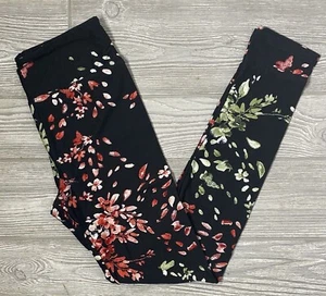 NEW LuLaRoe OS One Size Floral Petals Black Red Green Leggings - Picture 1 of 1