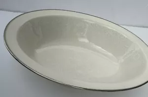 Noritake Affection Oval Serving Bowl 10” Ivory Floral Silver Trim Vintage 7192 - Picture 1 of 10