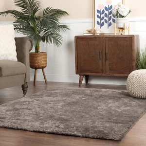 California Shag Solid Polyester Indoor Area Rugs or Runner Rug with Foam Backing - Picture 1 of 28