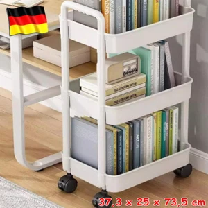 Küchenwagen Rollregal Schieberegal 3 Ablagen Kunststoff mit 4Rollen Nischenregal - Bild 1 von 15