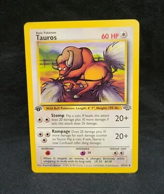 Tauros 47/64 1st Edition Jungle Vintage WOTC Pokemon Card  NM - Image 1 of 2