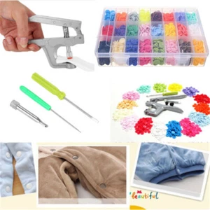 Druckknöpfe 24 Farben Nähfrei Snaps 12mm Textil Verschluss Knopf mit einer Zange - Bild 1 von 11