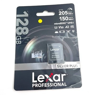 Lexar Professional 128GB SILVER PLUS microSDXC UHS-I Memory Card -100% ORIGINAL - Image 1 of 4