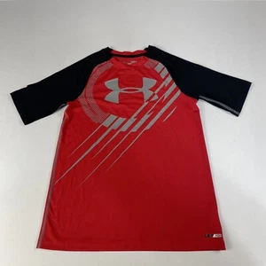 Under Armour HeatGear UPF 30+ Red & Black Short Sleeve Boy’s Shirt Youth YLG - Picture 1 of 7