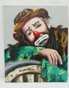 Clown Painting Rusty Rust EMMETT KELLY Oil Canvas 1982 1/250 24" x 20" Sad #6 - Picture 1 of 12