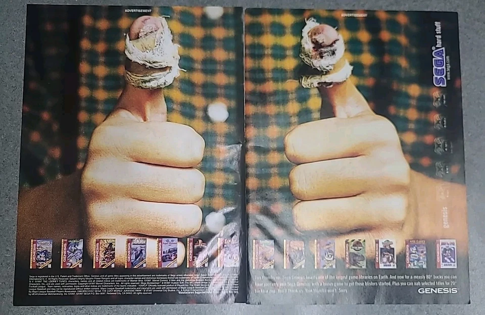 Sega Genesis Console Vintage Print Ad 1998 16x11 Wall Art  - Image 1 of 1