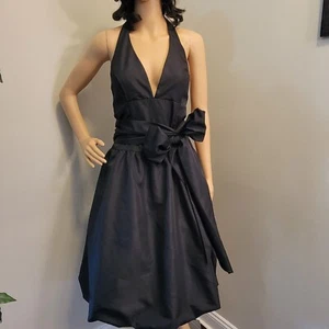 Rare 90s BARI JAY Women's Black Halter Bubble Skirt Formal Cocktail Dress Size 8 - Picture 1 of 14