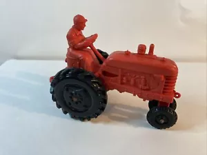 Vintage 1960’s Barr Rubber Red Tractor w Man Figure Red & Black 4" OHIO - Picture 1 of 4