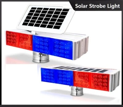 1x Solar Strobe Hell Weiß Rot Blau Blinkende Warnlichter Für Die Baustelle - Bild 1 von 4