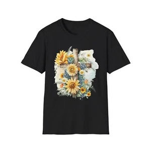 Camiseta Cruz Floral, Ropa Basada en la Fe, Traje de Primavera, Regalo Cristiano, Informal - Imagen 1 de 23