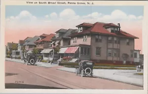 Old Cars on South Broad Street Penns Grove, New Jersey, NJ Postcard 12936a - Picture 1 of 7