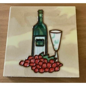 Botella de vidrio de vino uvas decorativa pared cerámica arte azulejos 4x4 nuevo - Imagen 1 de 2