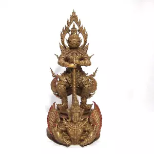 Thailändisches Amulett Thao Wessuwan Riese Kuvera 12 Zoll hohe Statue Messing Wat NoenThong 2565 - Bild 1 von 14