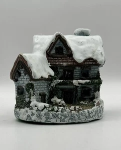 Lighted Christmas Cottage Village House w-Snow & Battery Op Light - Works - Picture 1 of 6